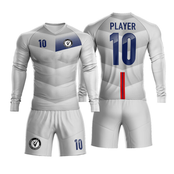 Custom grey soccer team Goalkeeper uniforms with your team logo , name and number kids&men jerseys and shorts